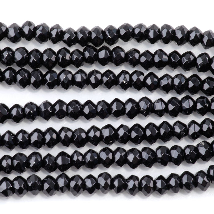 Onyx 6mm Faceted Rondelle 8-Inch