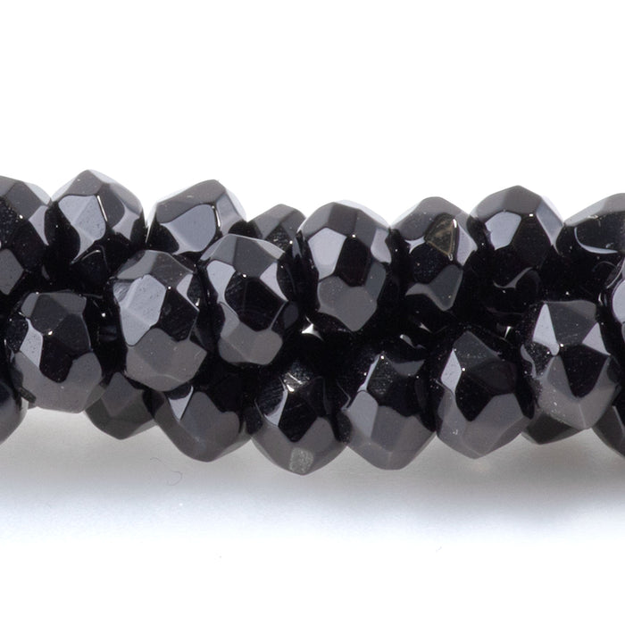 Onyx 6mm Faceted Rondelle 8-Inch