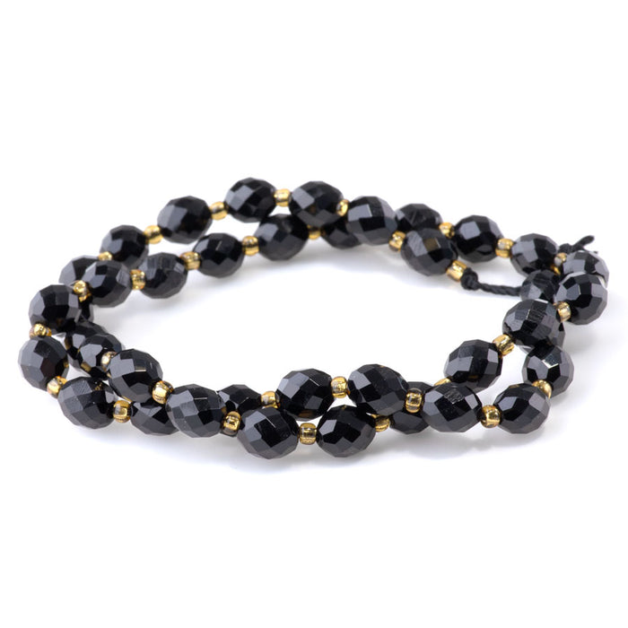 Onyx 7x8mm Faceted Rice Bead - 15-16 Inch