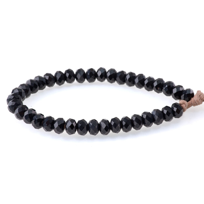 Onyx 8mm Faceted Rondelle Large Hole 8-Inch