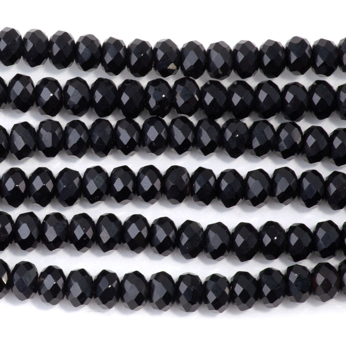 Onyx 8mm Faceted Rondelle Large Hole 8-Inch