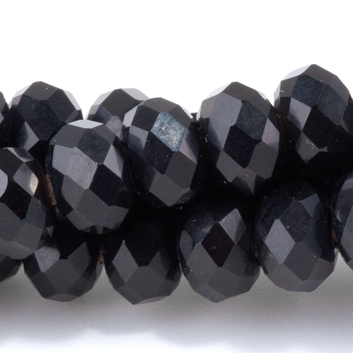 Onyx 8mm Faceted Rondelle Large Hole 8-Inch