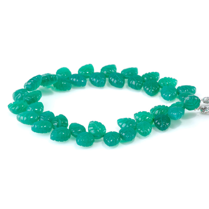 Green Onyx 8x11mm Leaf - 8 Inch
