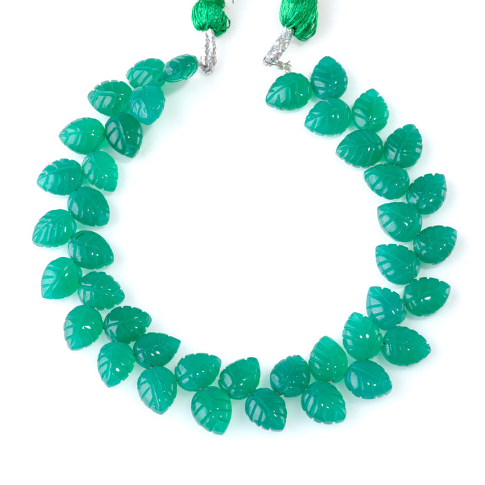 Green Onyx 8x11mm Leaf - 8 Inch