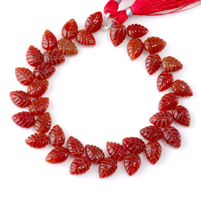 Red Onyx 8x11mm Leaf - 8 Inch