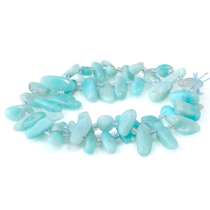 Peruvian Amazonite 6x12-10x20mm Free Form Dancing Drops A Grade - 15-16 Inch