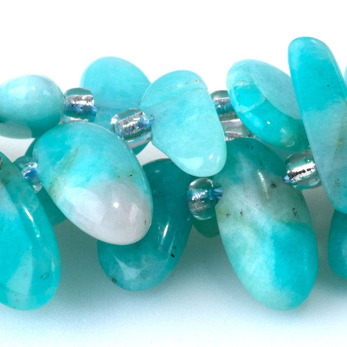 Peruvian Amazonite 6x12-10x20mm Free Form Dancing Drops A Grade - 15-16 Inch