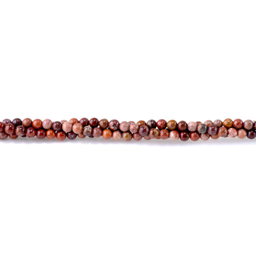 This is a Dakota Stones 4mm Red Porcelain Jasper Gemstone strand with round beads in 15-16 inch strand.