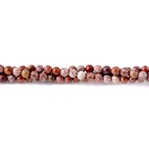 This is a Dakota Stones 6mm Red Porcelain Jasper Gemstone strand with round beads in 15-16 inch strand.