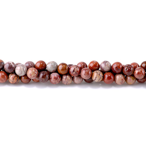 This is a Dakota Stones 8mm Red Porcelain Jasper Gemstone strand with round beads in 15-16 inch strand.