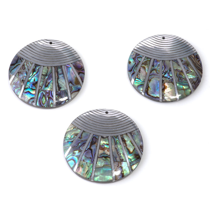 Abalone Shell 50mm Coin Pendant with Coconut Shell Backing