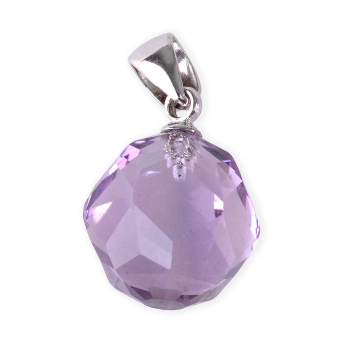 Amethyst 12mm Faceted Round Pendant with .925 Bail