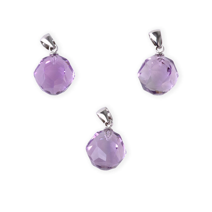 Amethyst 12mm Faceted Round Pendant with .925 Bail