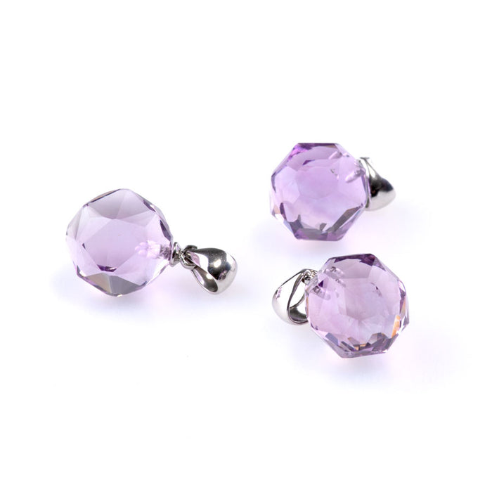 Amethyst 12mm Faceted Round Pendant with .925 Bail