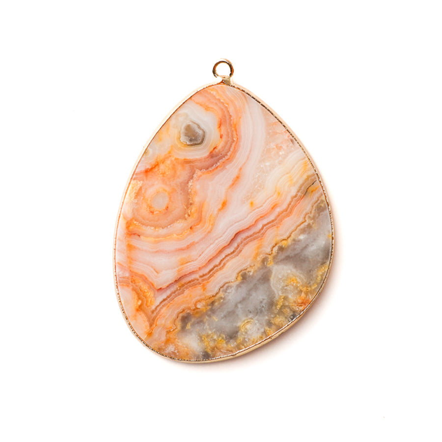 Crazy Lace Agate 27x34mm Slice Gold Plated - Pendant