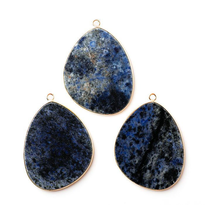 Dumortierite 27x34mm Slice Gold Plated - Pendant