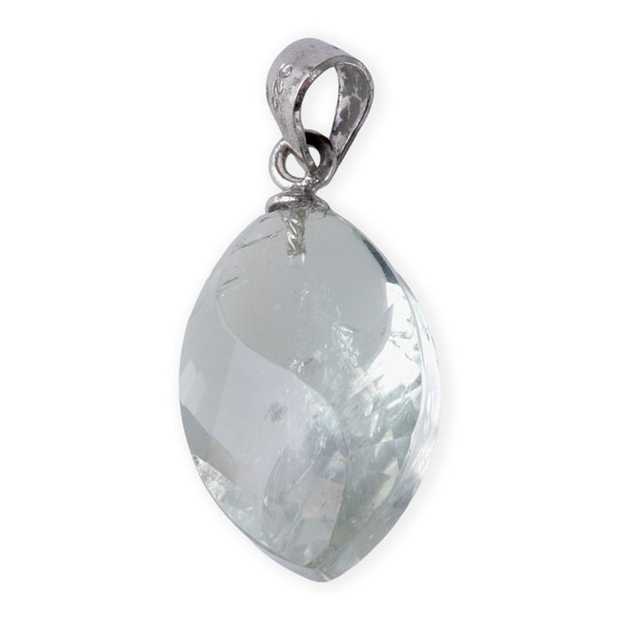 Green Amethyst 11x18mm Twisted Leaf Pendant with .925 Bail