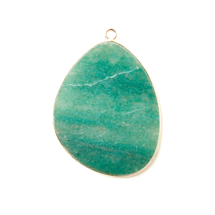 Green Aventurine 27x34mm Slice Gold Plated - Pendant