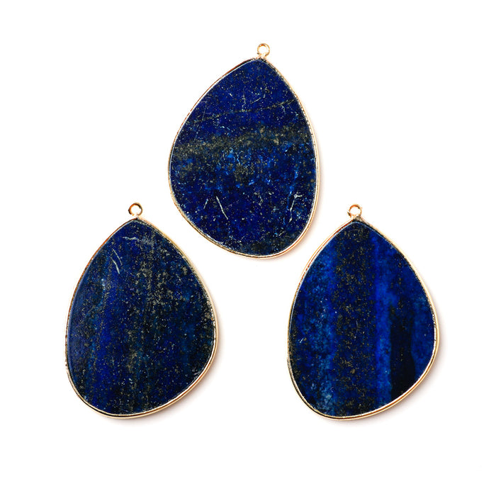 Lapis 27x34mm Slice Gold Plated - Pendant