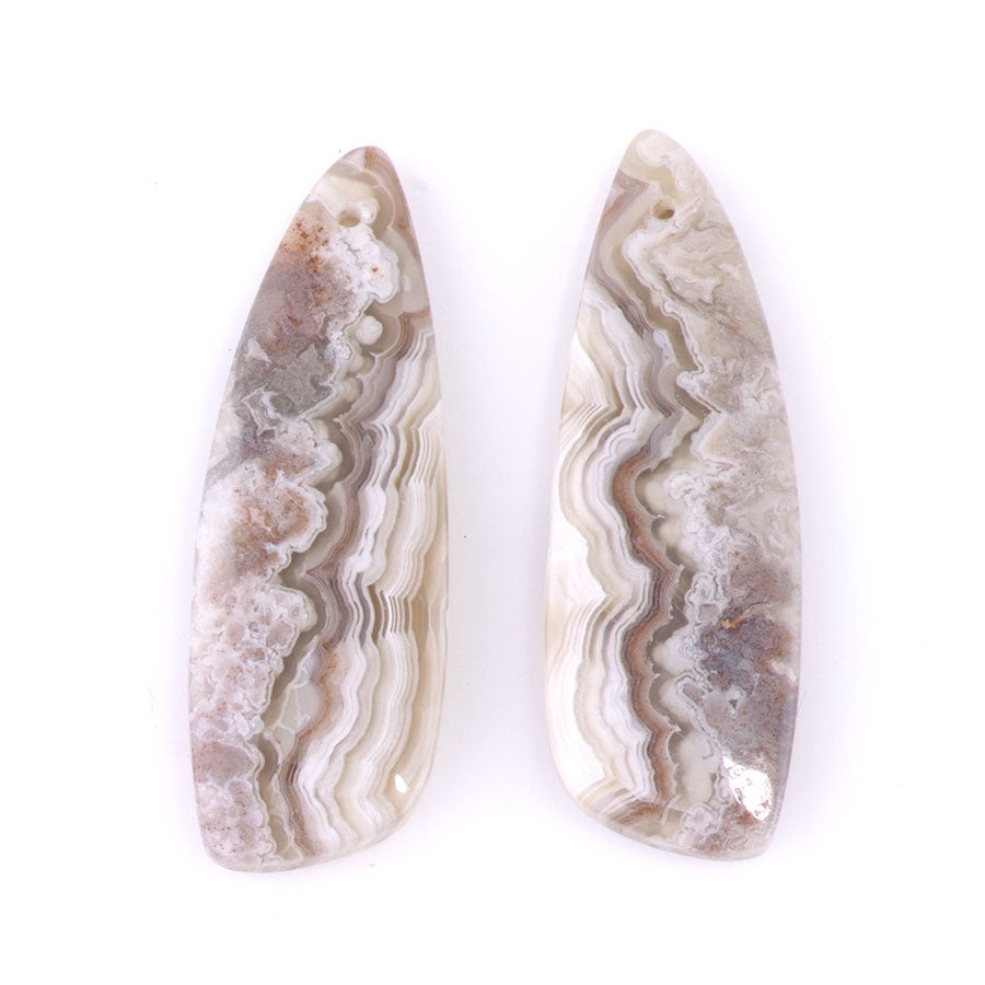 Mexican Laguna Lace Agate 13x38mm Wing Pair- Pendant