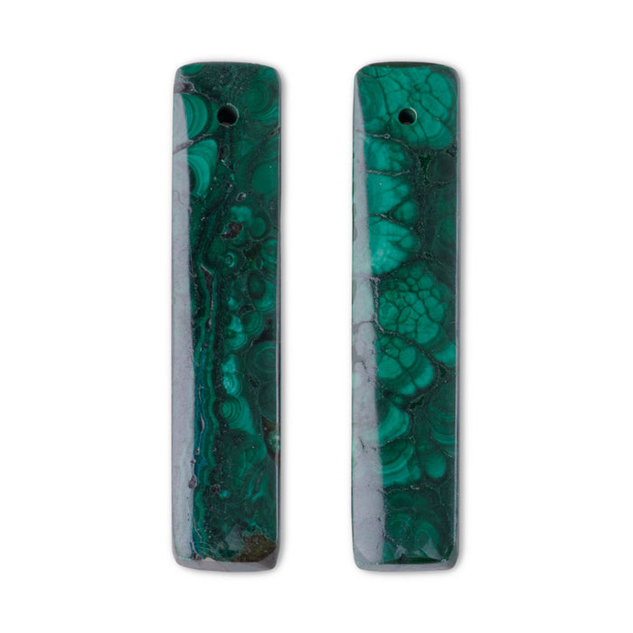 Malachite 10x48mm Rectangle Pair - Pendant