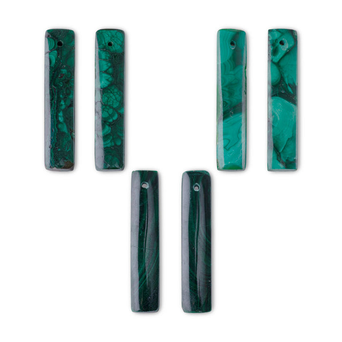 Malachite 10x48mm Rectangle Pair - Pendant