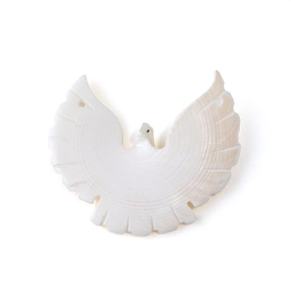 Shell 40-50mm Matte White Carved Bird Pendant