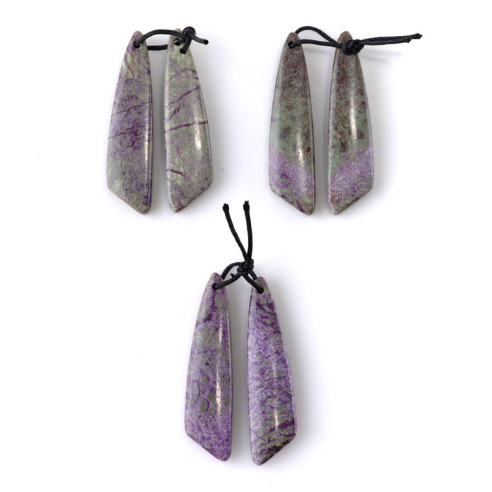 Atlantisite Stichtite 10x40mm Fan Pendant Pair