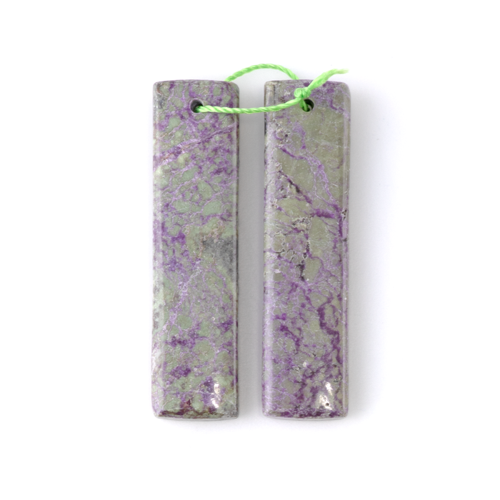 Atlantisite Stichtite 10x40mm Rectangle Pendant Pair