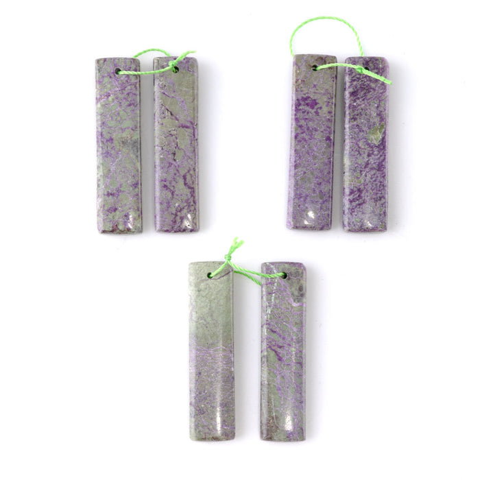 Atlantisite Stichtite 10x40mm Rectangle Pendant Pair