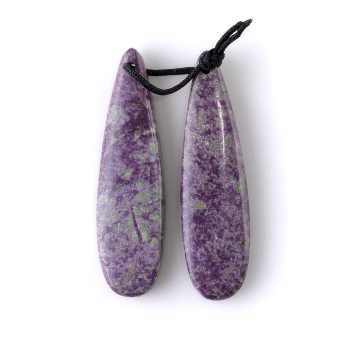 Atlantisite Stichtite 10x40mm Tear Drop Pendant Pair