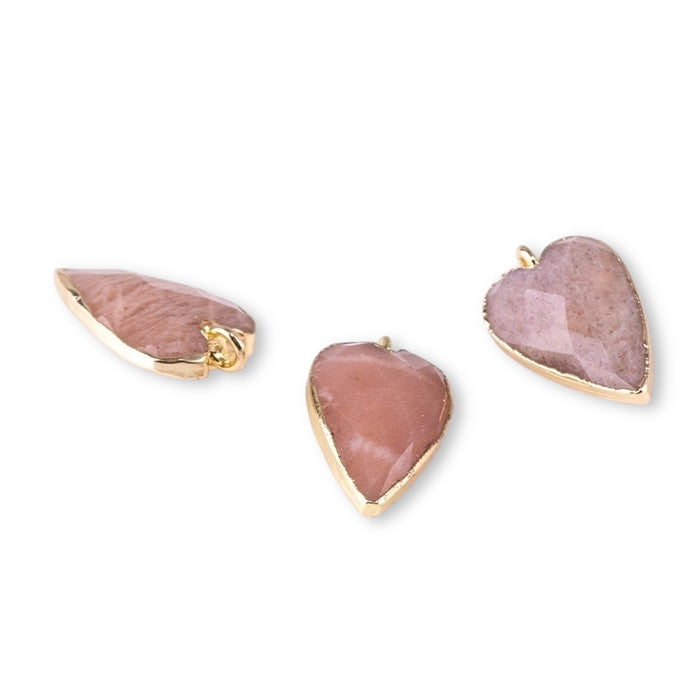 Sunstone 13x22mm Faceted Heart Gold Plated Pendant