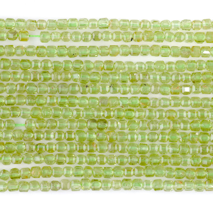 Peridot 3mm Table Cut Cube A Grade - 15-16 Inch