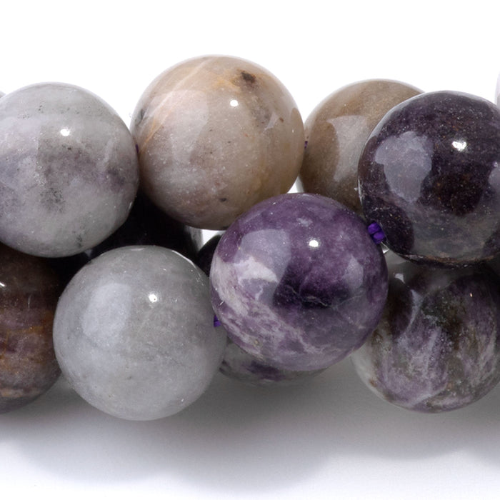 Purple Flower Fluorite 10mm Round A Grade - 15-16 Inch