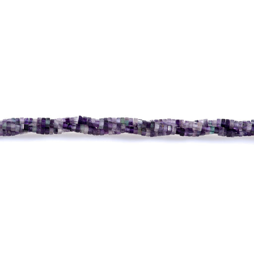 This is a Dakota Stones 1x2mm Purple Fluorite Gemstone strand with rondelle square beads in 15-16 inch strand.