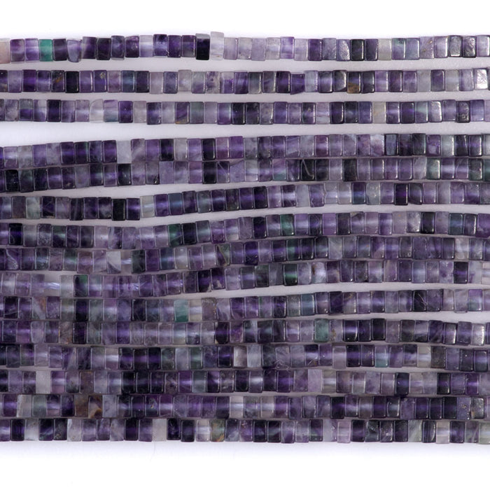 Purple Fluorite 1x2mm Square Rondelle - 15-16 Inch