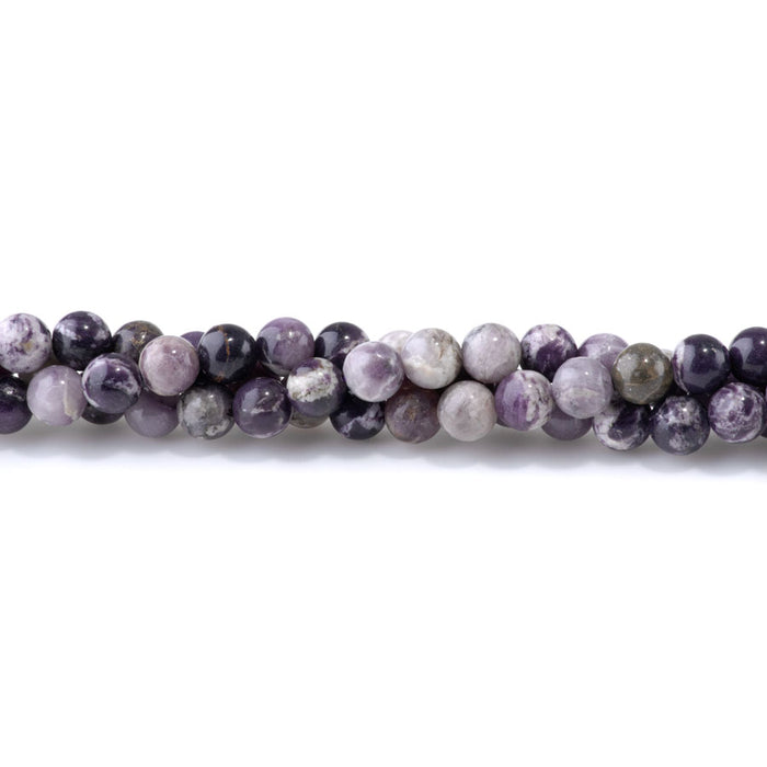 Purple Flower Fluorite 8mm Round - 15-16 Inch