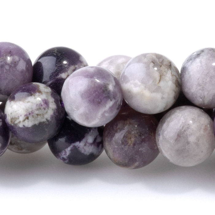 Purple Flower Fluorite 8mm Round - 15-16 Inch