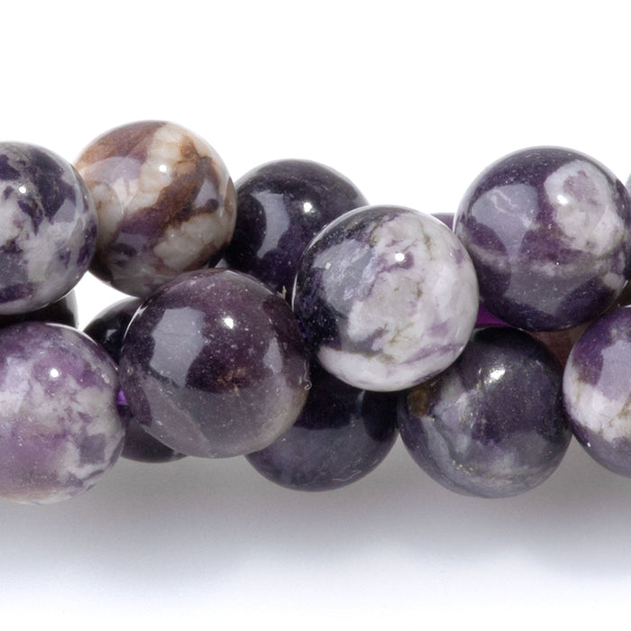 Purple Flower Fluorite 8mm Round A Grade - 15-16 Inch
