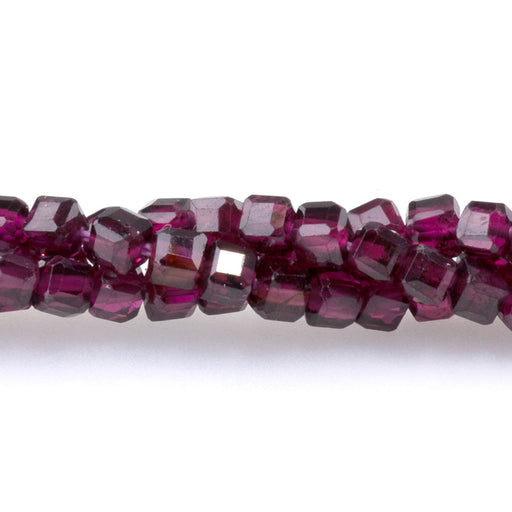 This is a Dakota Stones 3mm Purple Garnet Gemstone strand with A grade table-cut cube beads in 15-16 inch strand.