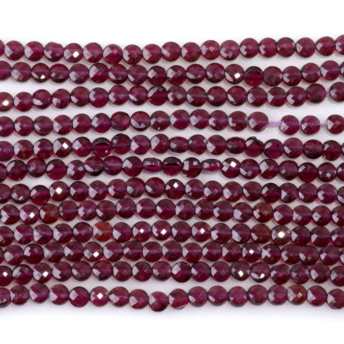 Purple Garnet 4mm Faceted Coin - 15-16 Inch