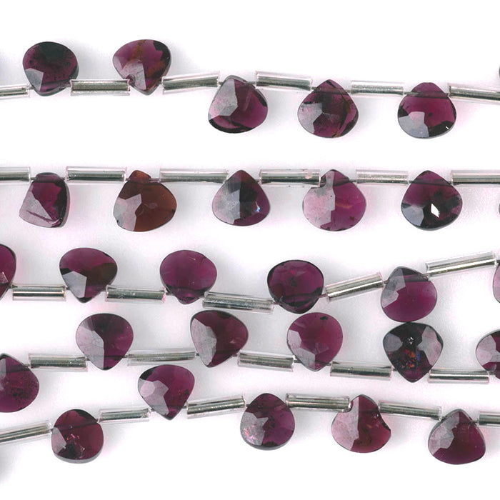 Purple Garnet 6mm Faceted Heart - 8 Inch