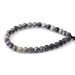 This is a Dakota Stones 6mm Black Picasso Jasper Large Hole Gemstone strand with round beads in 8 inch strand.