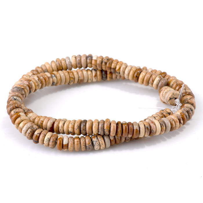 Picture Jasper 2x6mm Thin Rondelle - 15-16 Inch
