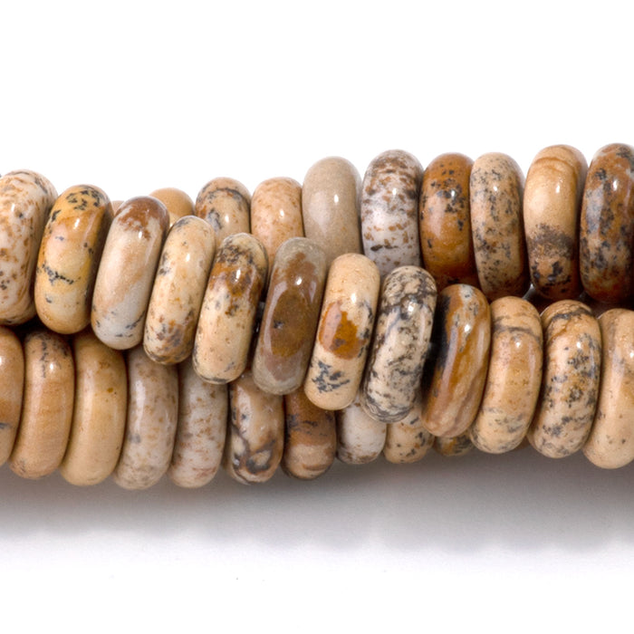 Picture Jasper 2x6mm Thin Rondelle - 15-16 Inch