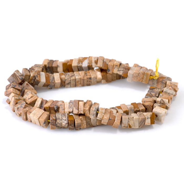 Picture Jasper 3x6mm Square Rondelle - 15-16 Inch