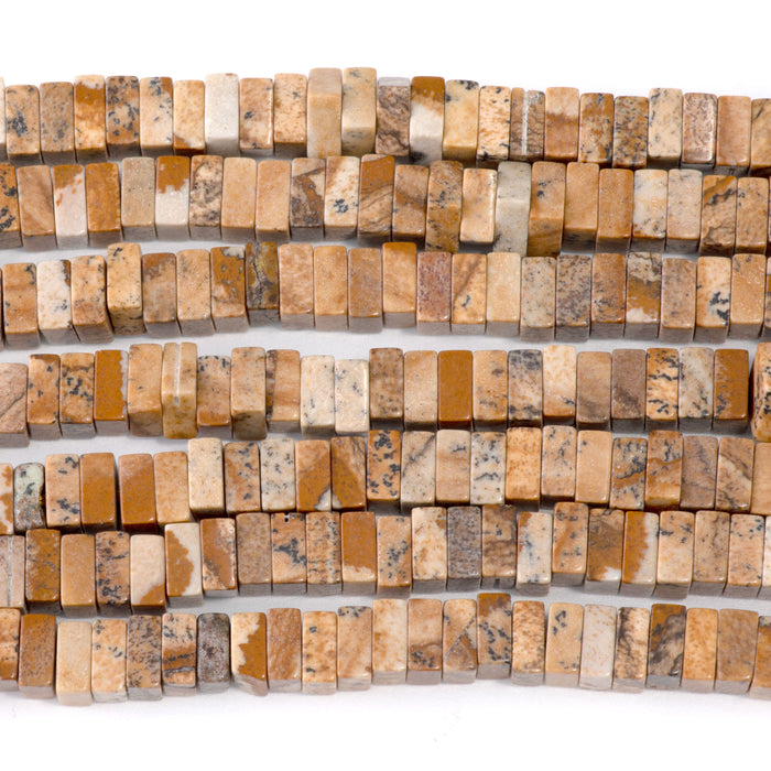 Picture Jasper 3x6mm Square Rondelle - 15-16 Inch