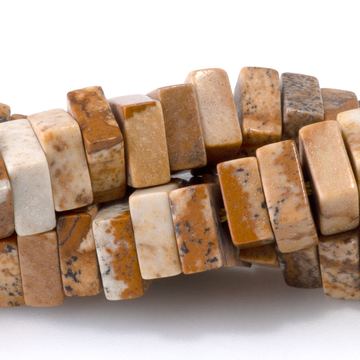 Picture Jasper 3x6mm Square Rondelle - 15-16 Inch