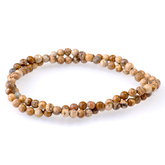 Picture Jasper 4mm Round - 15-16 Inch
