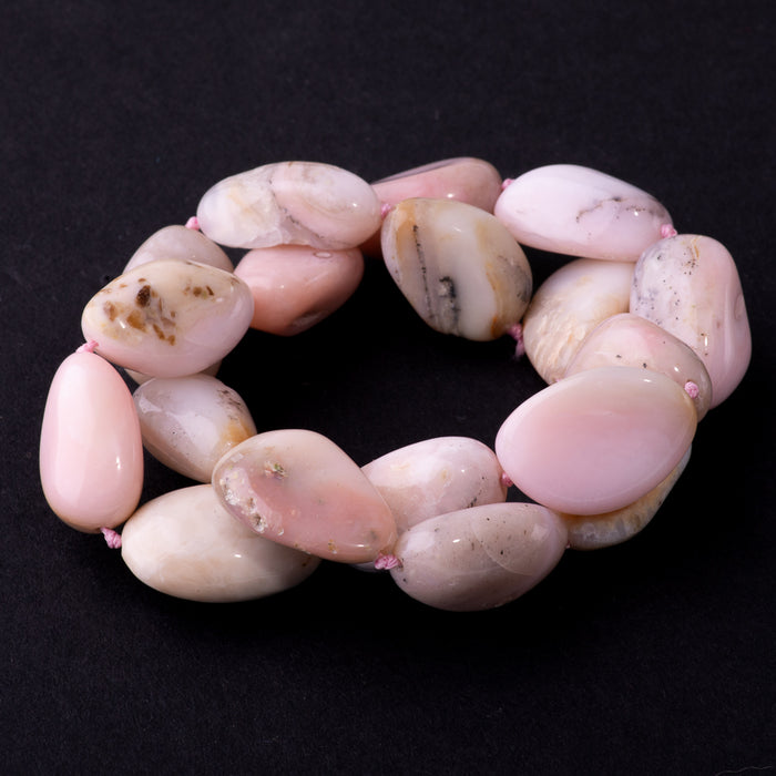 Pink Opal 12-20mm Pebble - 15-16 Inch